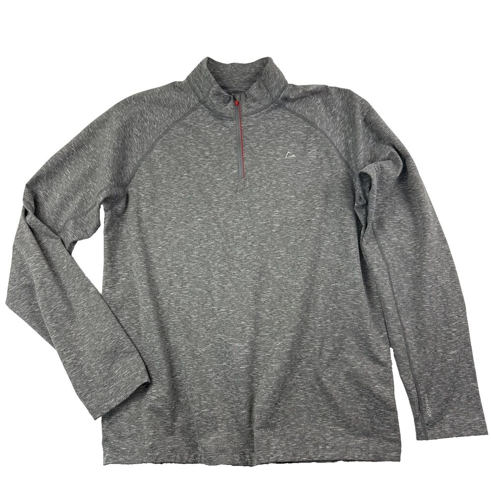 Paradox Heathered Gray Long Sleeve Quarter Zip Pullover Men XL Thumbholes